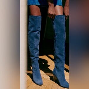 Sezane Over the Knee Boots - Electric Blue
